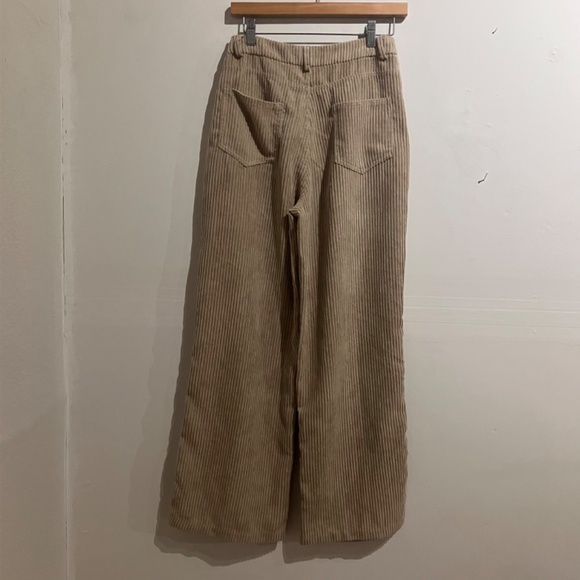 Princess Polly Corduroy texture, cream wide leg trousers - Picture 2 of 12